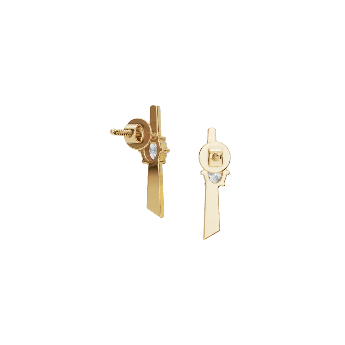 Vertical Oval Diamond Stud Earrings