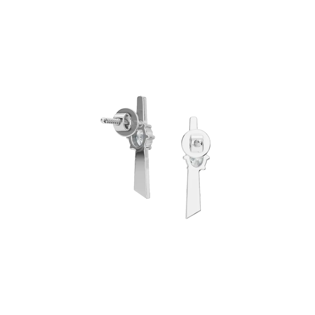 Vertical Oval Diamond Stud Earrings