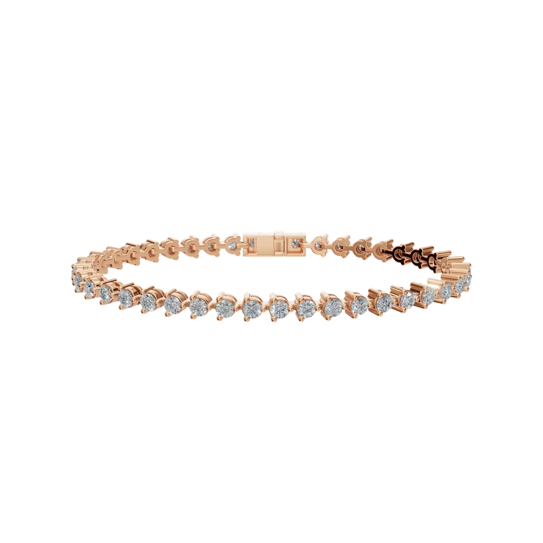 Gold Three-Prong Diamond Tennis Bracelet