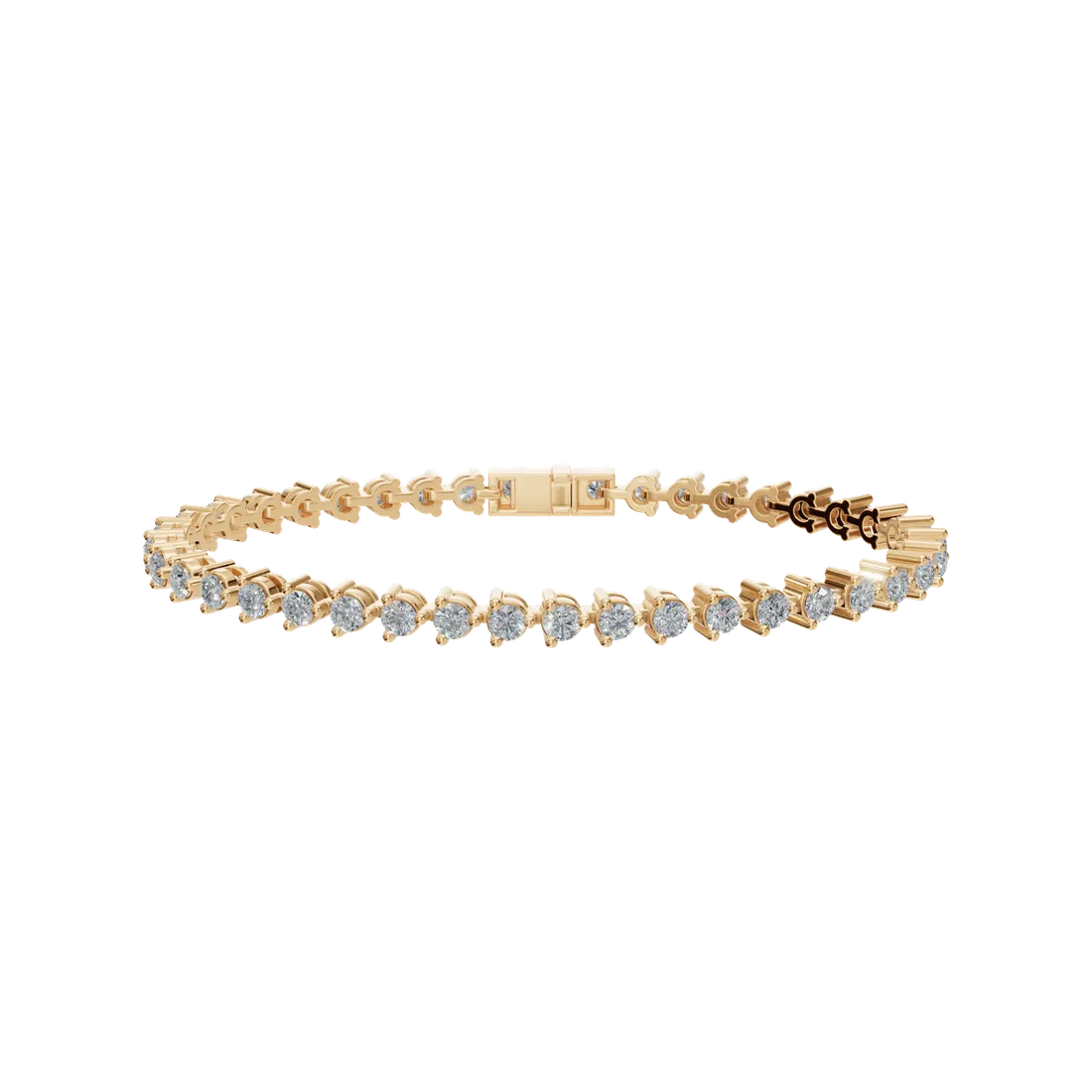 Gold Three-Prong Diamond Tennis Bracelet