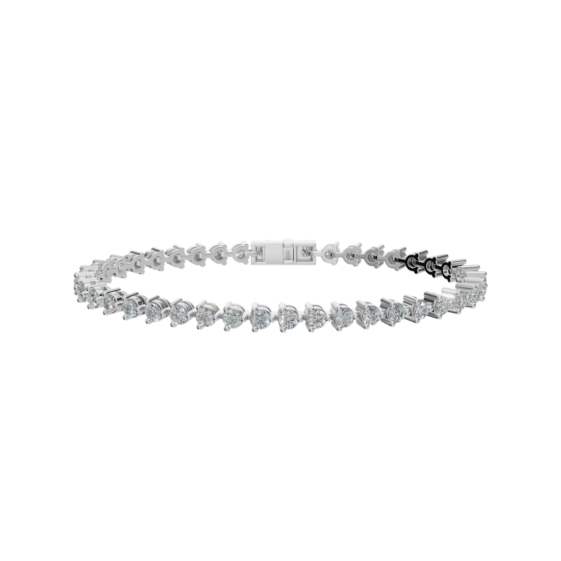 Gold Three-Prong Diamond Tennis Bracelet