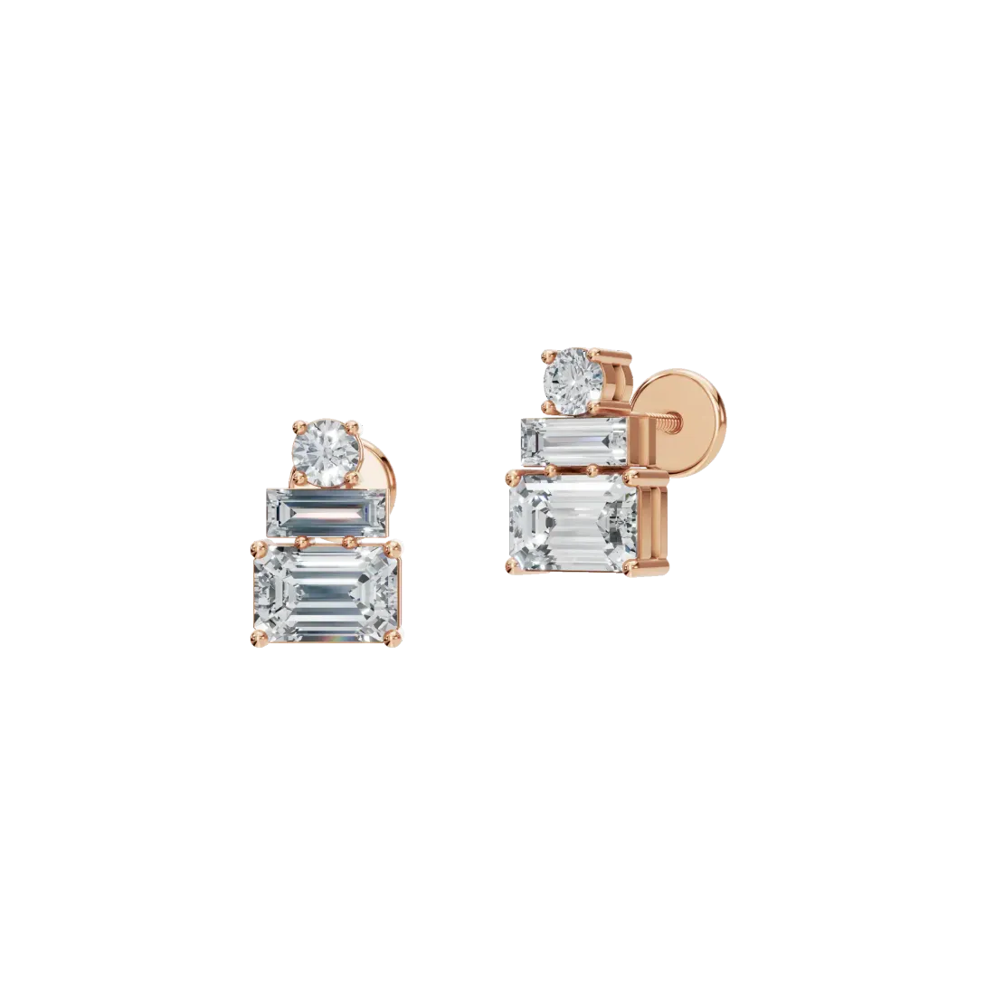 Geometric Mixed-Cut Diamond Earrings