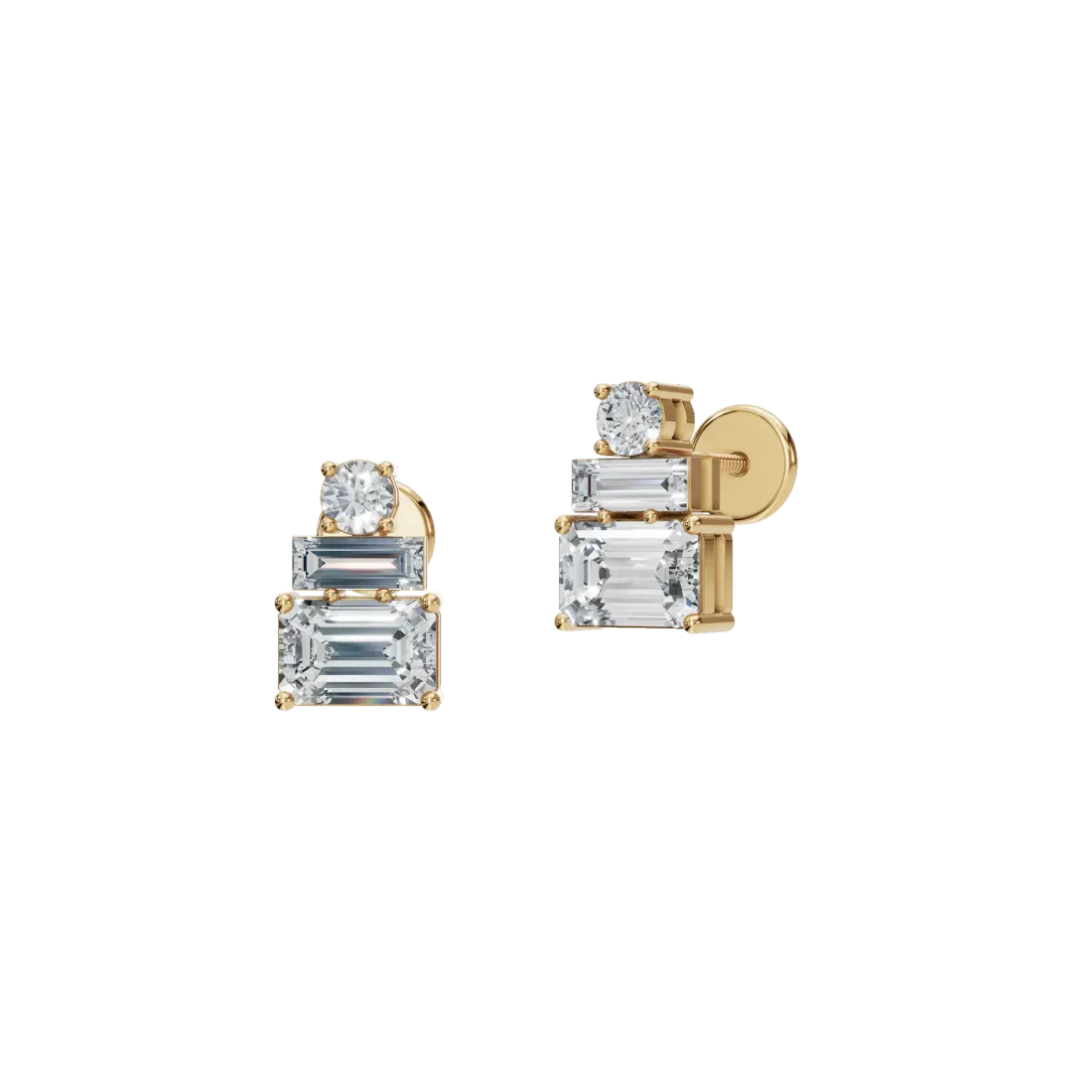 Geometric Mixed-Cut Diamond Earrings