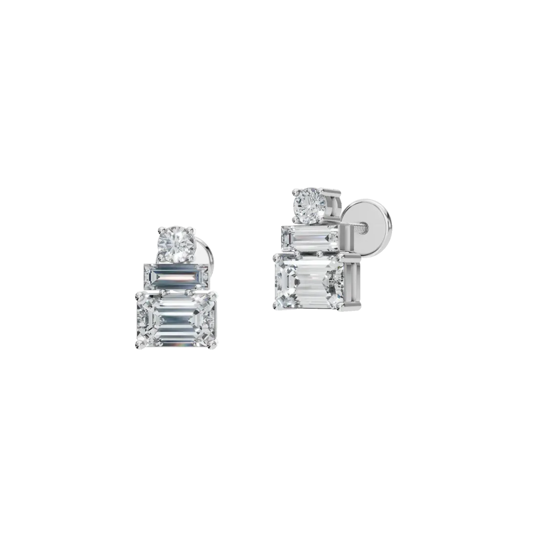 Geometric Mixed-Cut Diamond Earrings