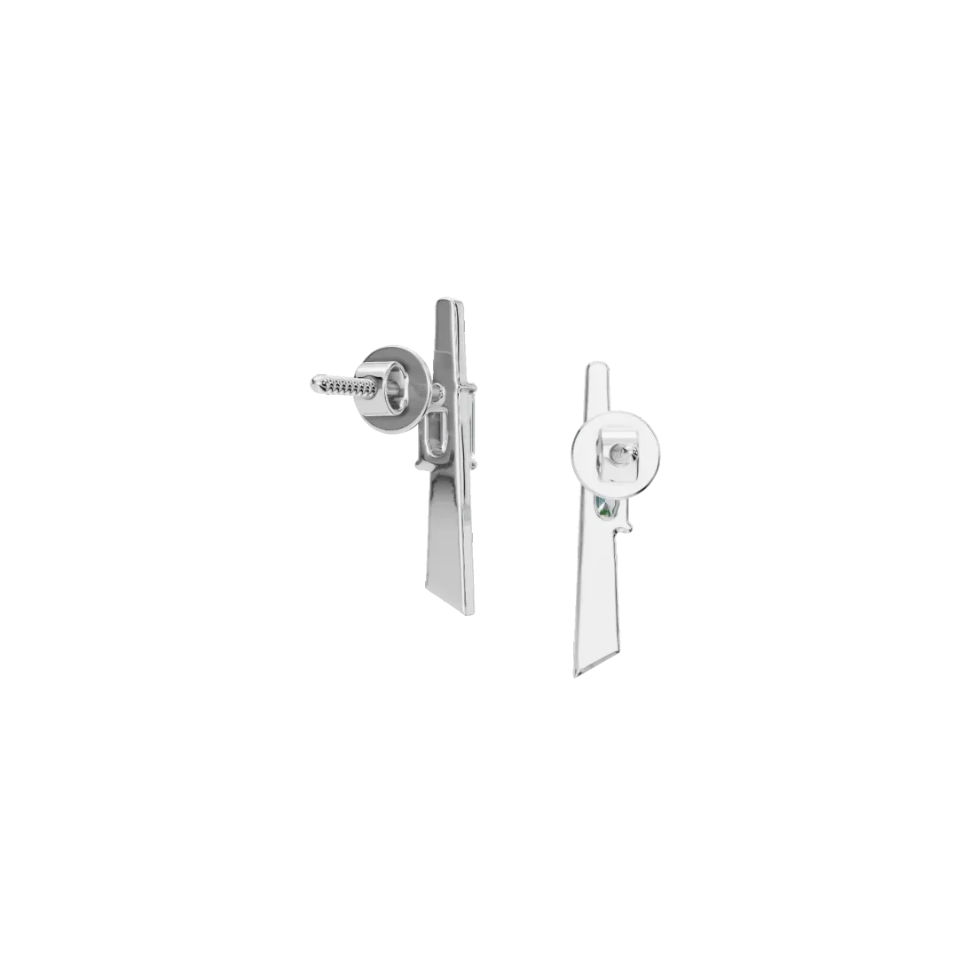 Vertical Emerald Diamond Stud Earrings