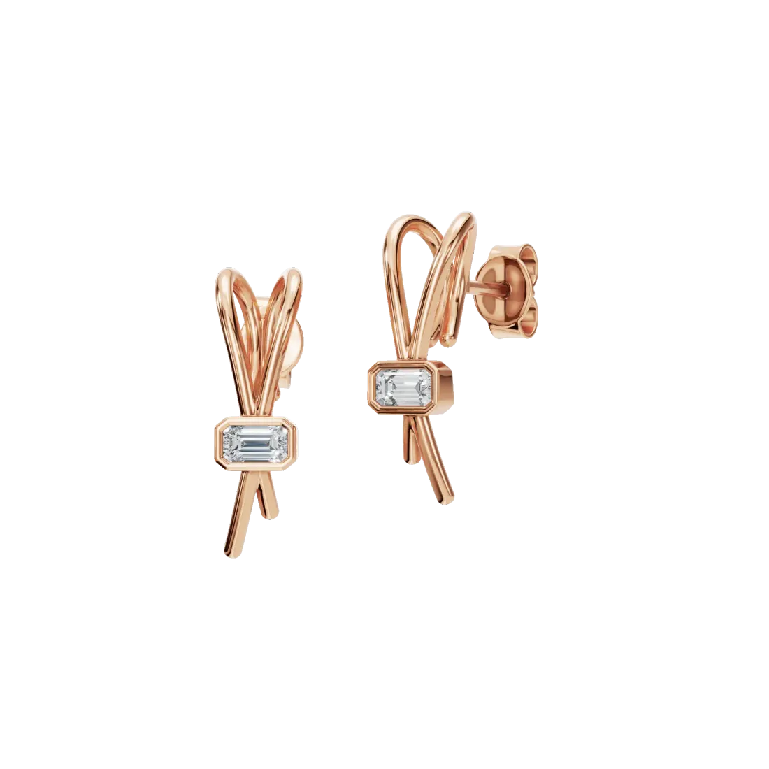 Emerald Bow Diamond Stud Earrings