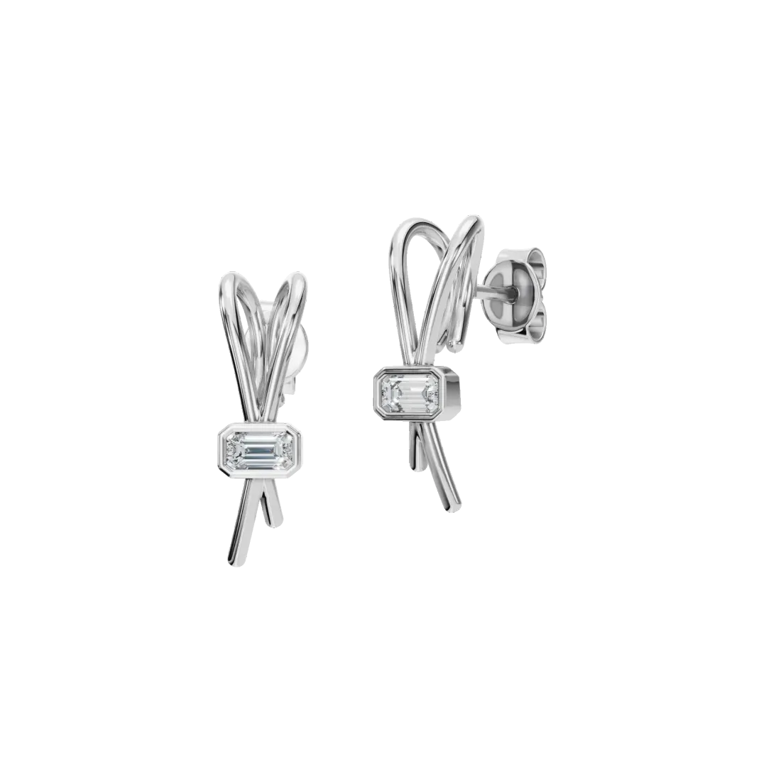 Emerald Bow Diamond Stud Earrings