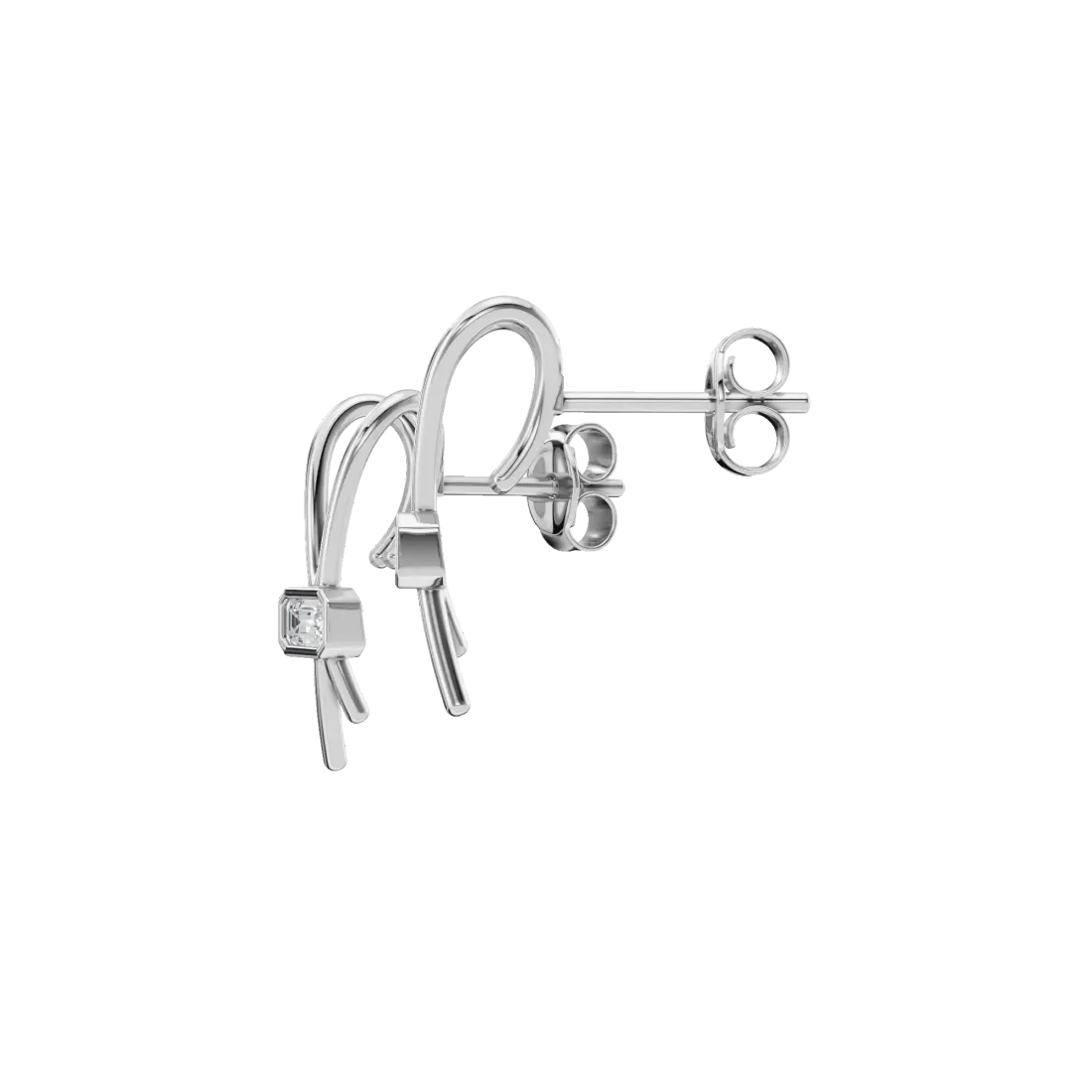 Emerald Bow Diamond Stud Earrings