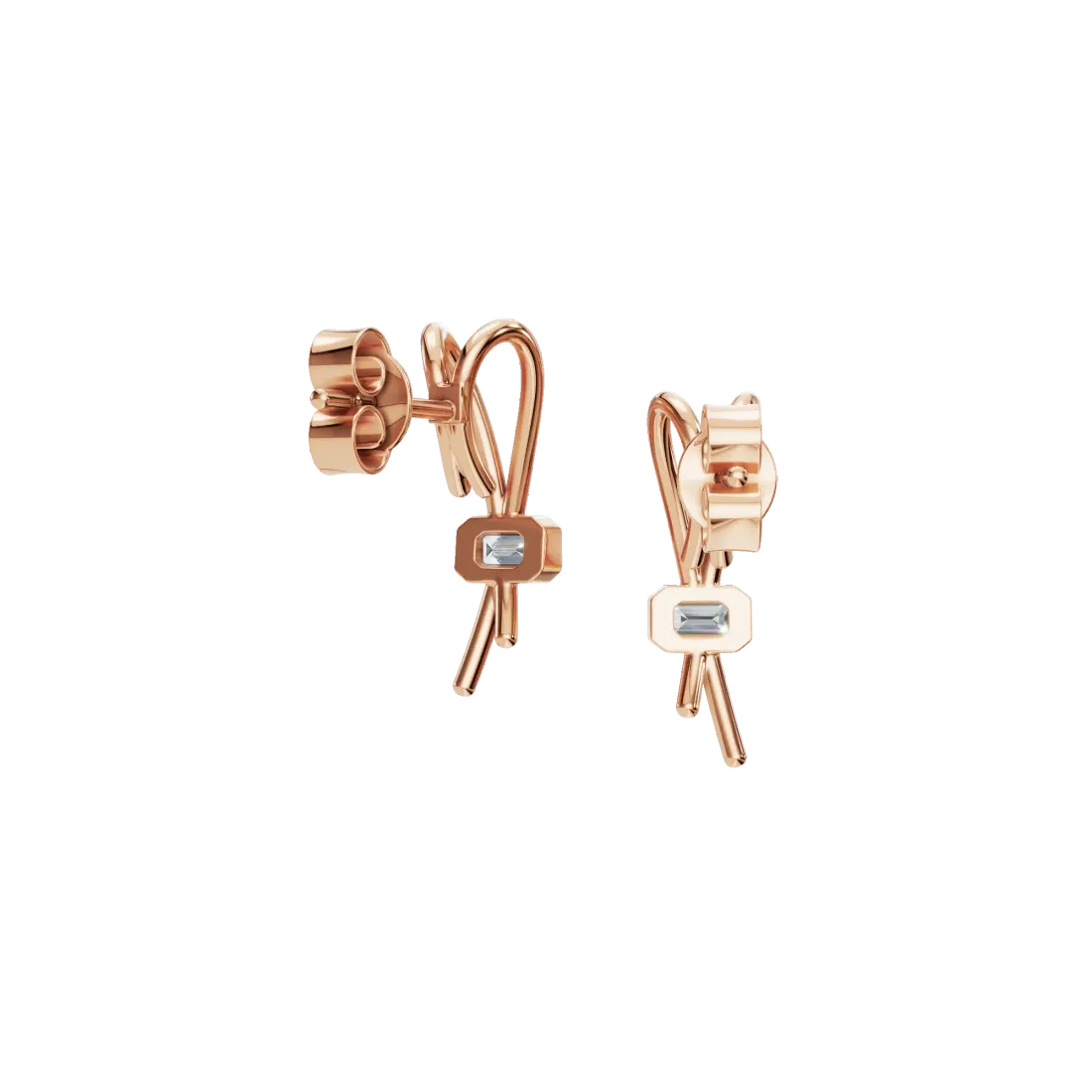 Emerald Bow Diamond Stud Earrings