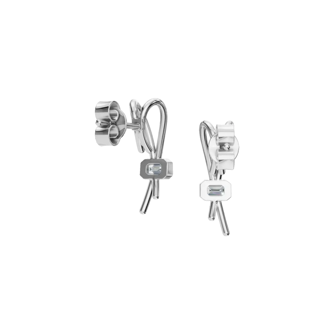 Emerald Bow Diamond Stud Earrings