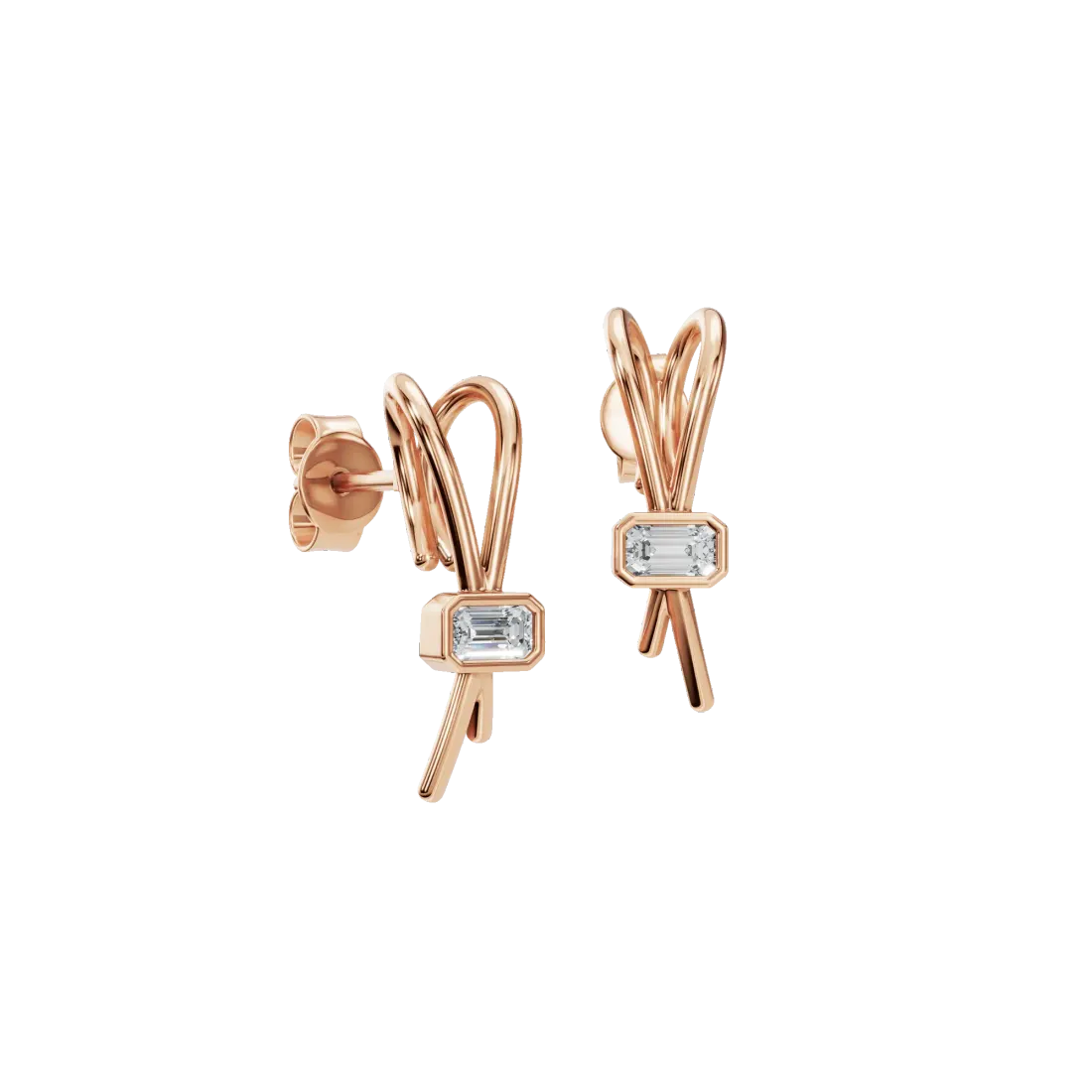 Emerald Bow Diamond Stud Earrings