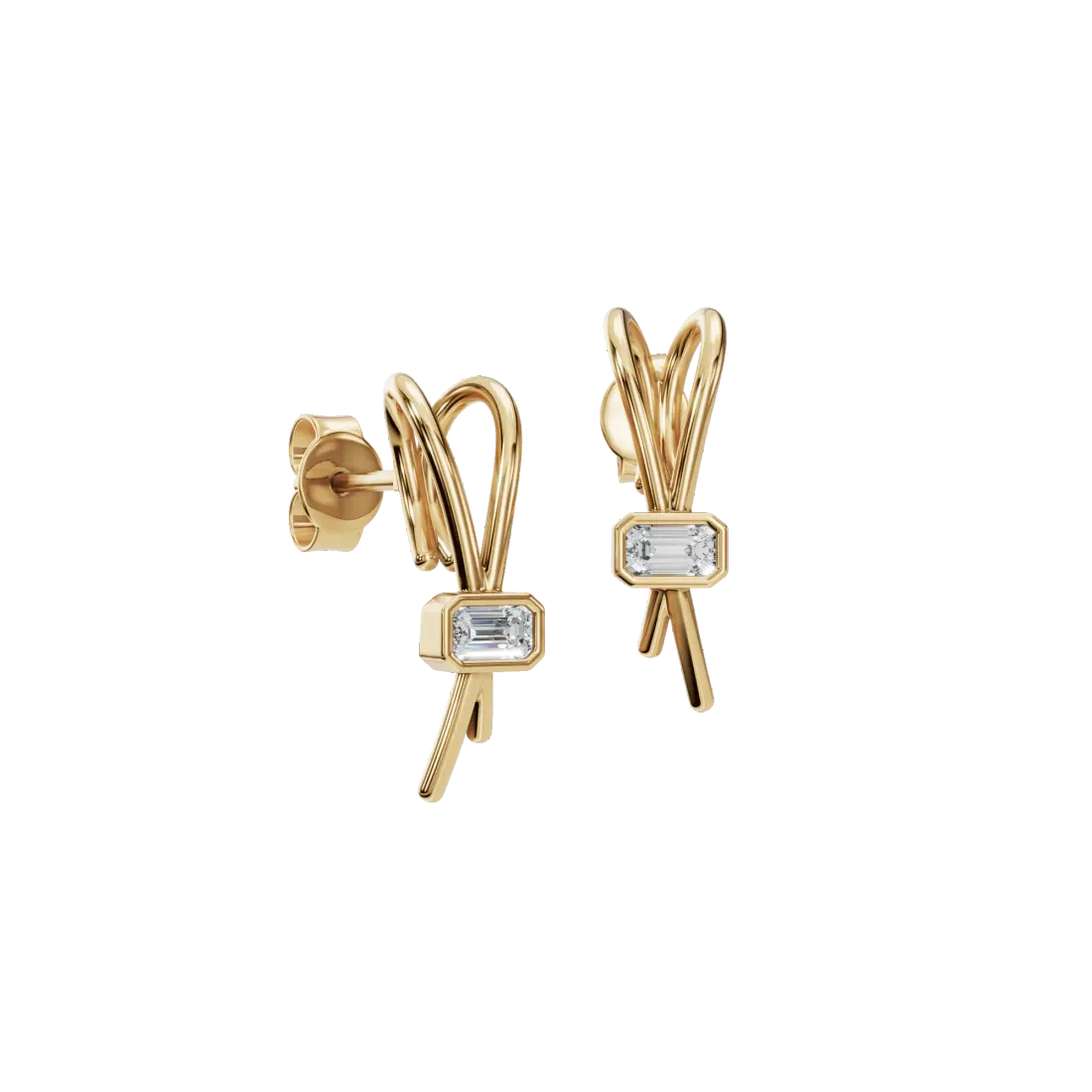 Emerald Bow Diamond Stud Earrings