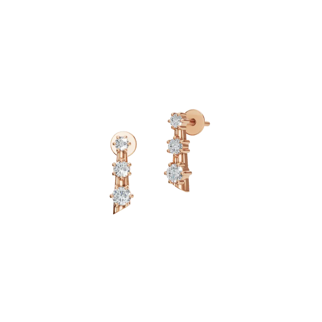 Triple Diamond Stud Earrings