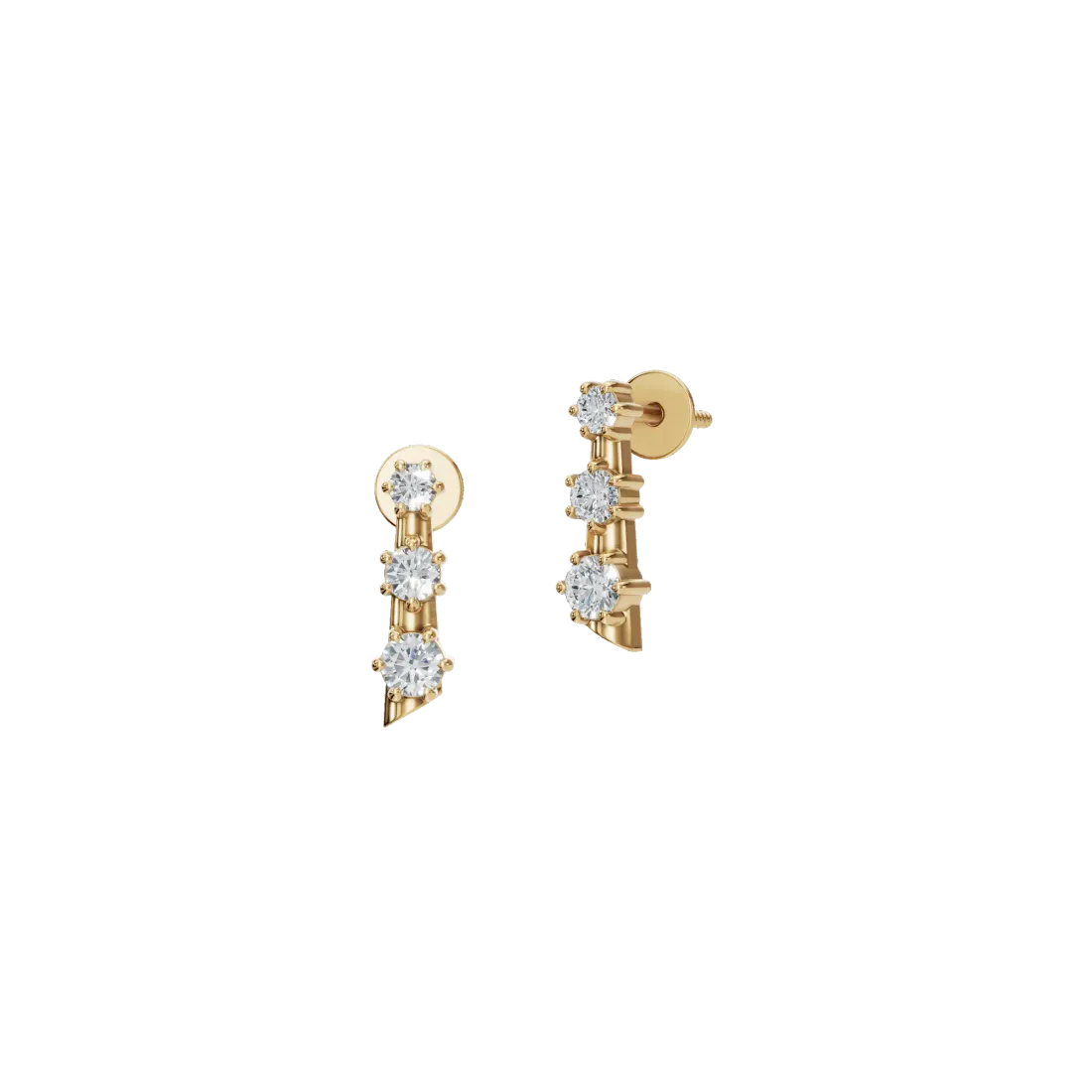 Triple Diamond Stud Earrings