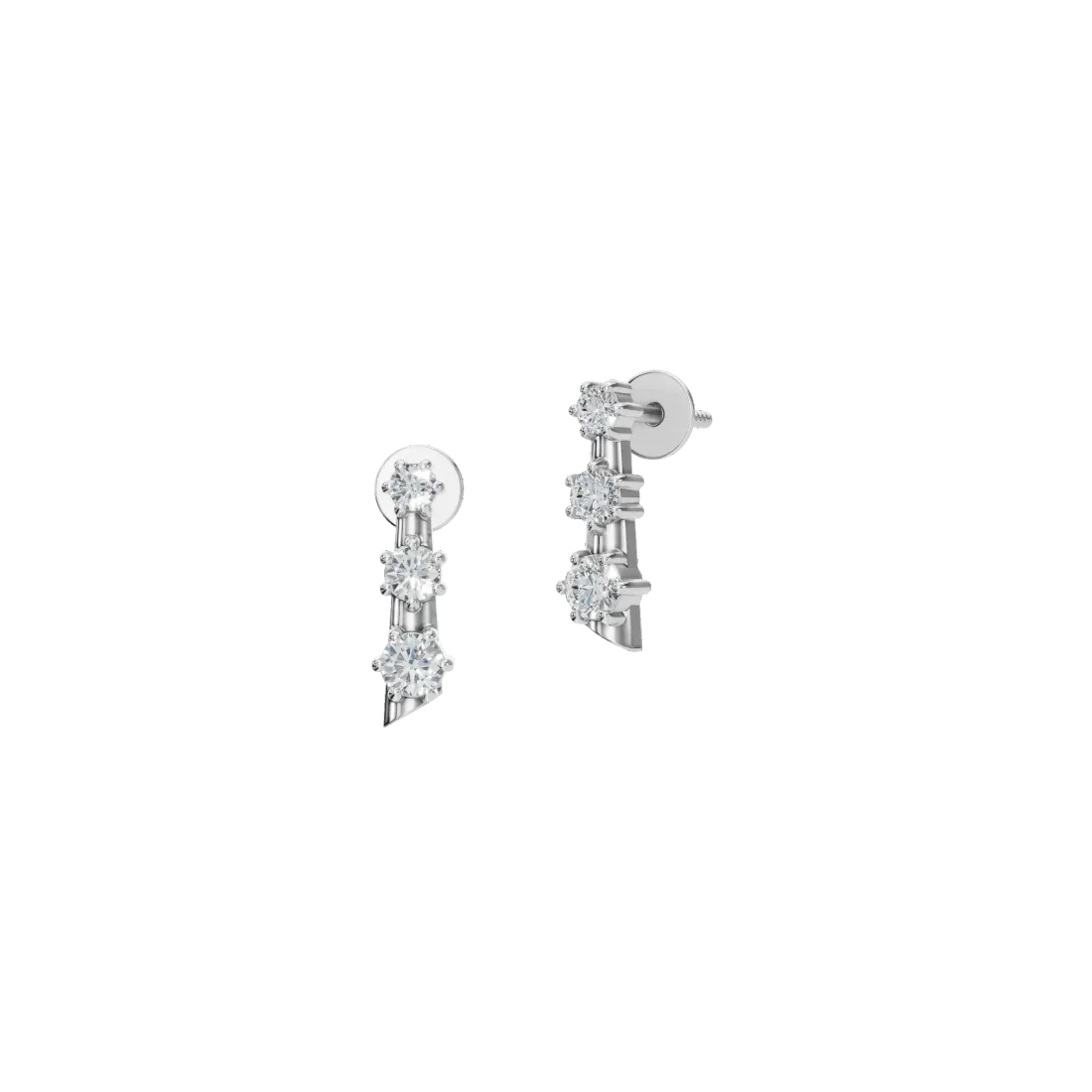 Triple Diamond Stud Earrings