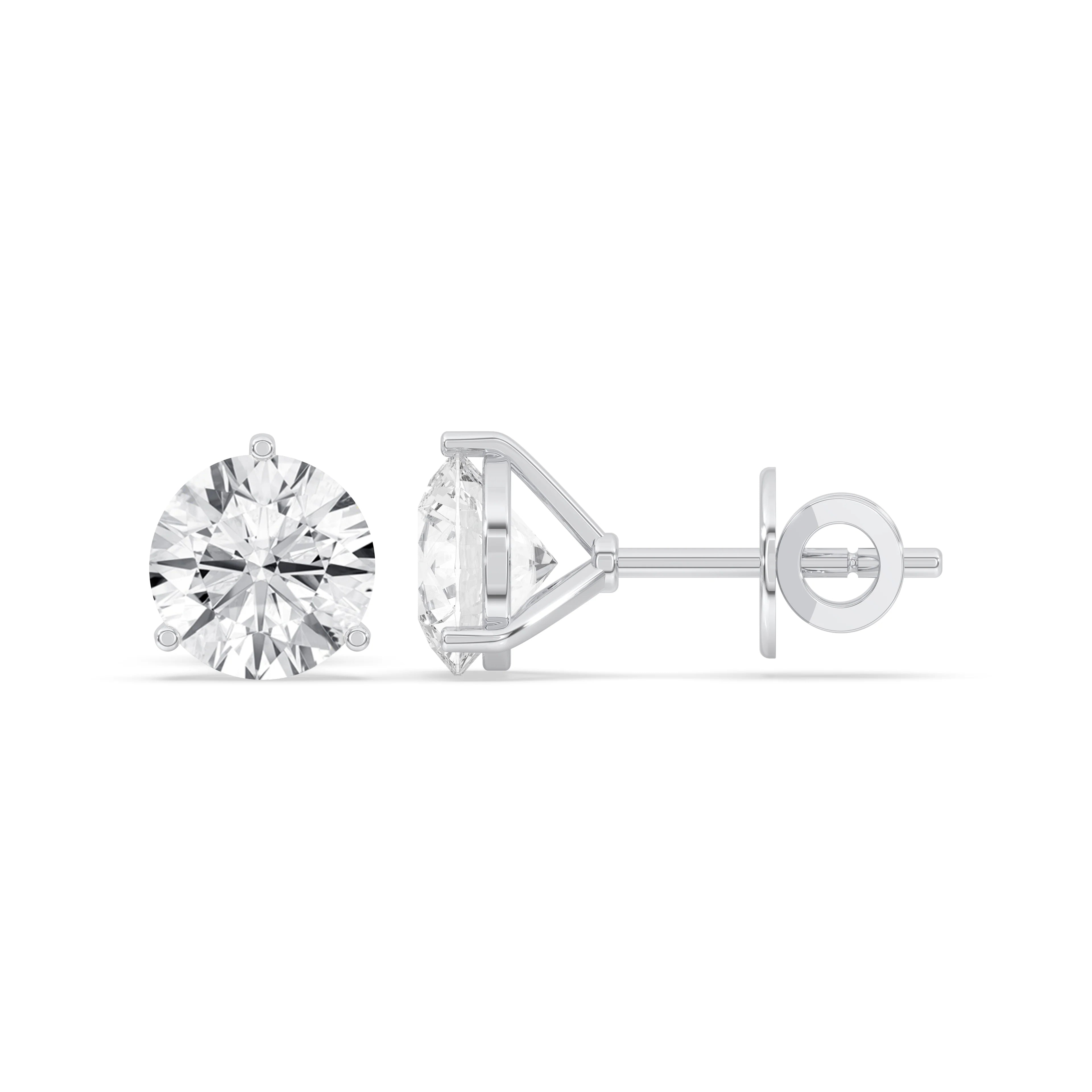 3-Prong Round Martini Stud Earrings